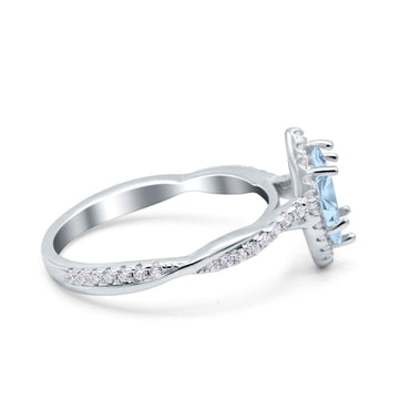 Infinity Twist Marquise Vintage Wedding Ring Simulated Aquamarine CZ 925 Sterling Silver